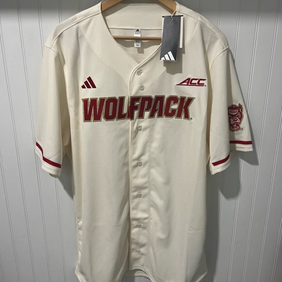NC State Wolfpack ACC Baseball Jersey Adidas Shirt Men’s XL Button Up NWT $100 - Picture 1 of 16
